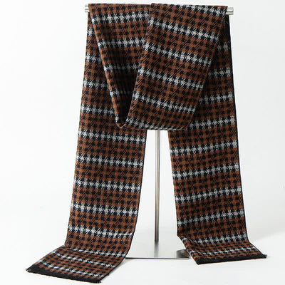 Men's British Style Checked Pattern Warm Long Scarf - Style #4 - image 6