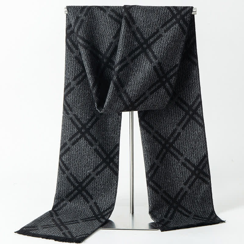 Men's British Style Checked Pattern Warm Long Scarf - Style #12 - image 14
