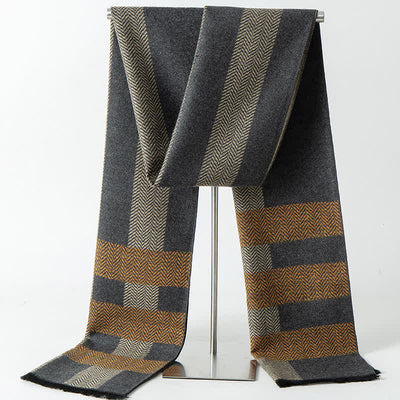 Men's British Style Checked Pattern Warm Long Scarf - Style #9 - image 11