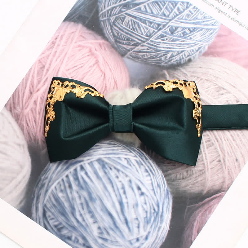Styilsh Gilded Accent Wedding Bow Tie - Dark Green - image 10