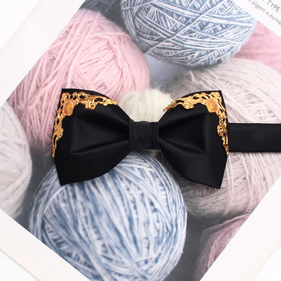 Styilsh Gilded Accent Wedding Bow Tie - Black - image 13