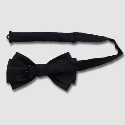 Elegant Metallic Accents Black Double Layers Bow Tie - image 3