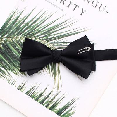 Elegant Metallic Accents Black Double Layers Bow Tie - Style #14 - image 17