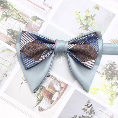 Formal Plaid Striped Double Layers Oversized Pointed Bow Tie - Style #2 - image 7