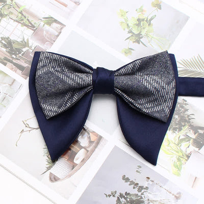 Formal Plaid Striped Double Layers Oversized Pointed Bow Tie - Style #14 - image 19
