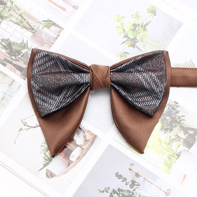 Formal Plaid Striped Double Layers Oversized Pointed Bow Tie - Style #13 - image 18