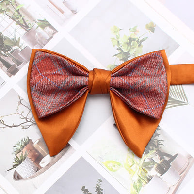 Formal Plaid Striped Double Layers Oversized Pointed Bow Tie - Style #12 - image 17