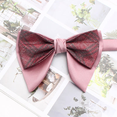 Formal Plaid Striped Double Layers Oversized Pointed Bow Tie - Style #11 - image 16