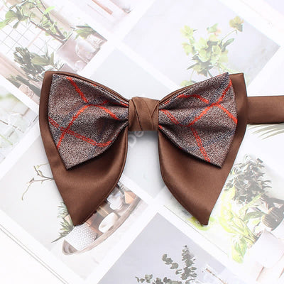 Formal Plaid Striped Double Layers Oversized Pointed Bow Tie - Style #7 - image 12