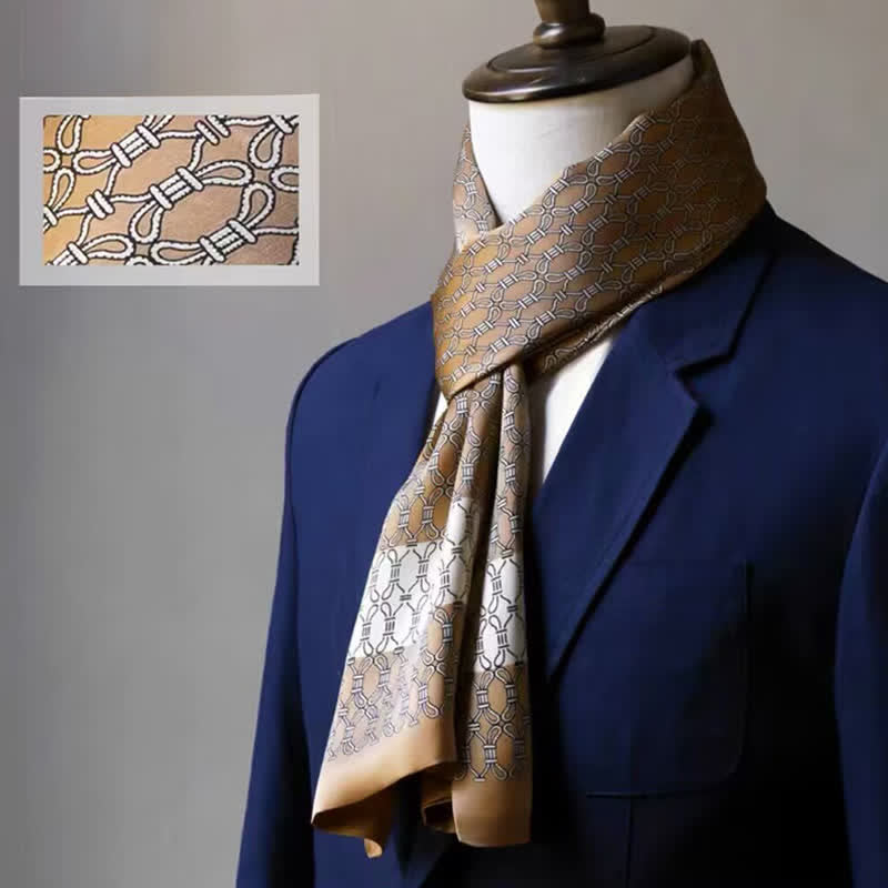Men's Double-Sided Formal Pattern Long Pure Silk Scarf - Style #3 - image 2