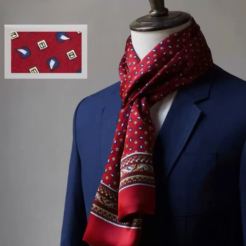 Men's Double-Sided Formal Pattern Long Pure Silk Scarf - Style #2 - image 1