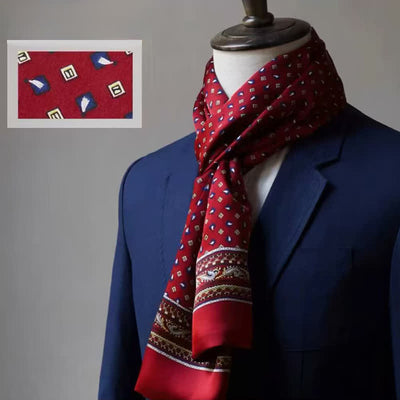 Men's Double-Sided Formal Pattern Long Pure Silk Scarf - Style #2 - image 1
