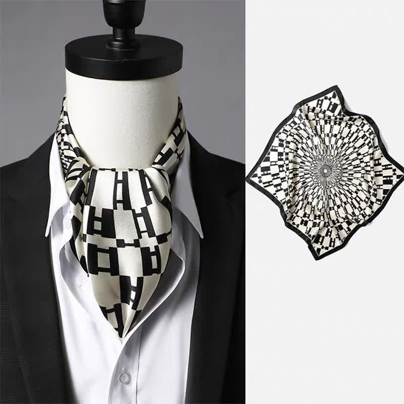 Men's Vintage Paisley Geomatric Pattern Square Scarf - Style #4 - image 3