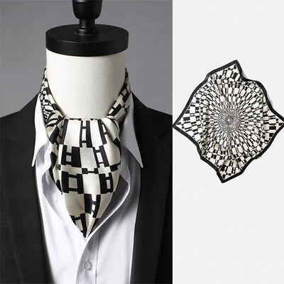 Men's Vintage Paisley Geomatric Pattern Square Scarf - Style #4 - image 3