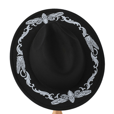 Men's Exquisite Butterfly Cicada Black Cowboy Hat - image 2