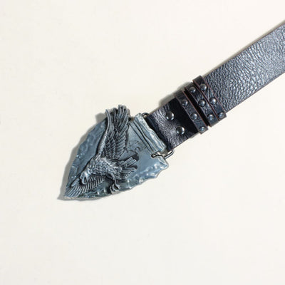 Retro Triangular Eagle Buckle Metal Rivet Black Belt - image 3