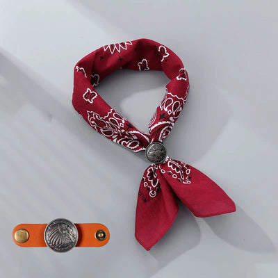 Retro Cashew Print Pocket Square With Coin Buckle - Wine - Style #3 - image 27