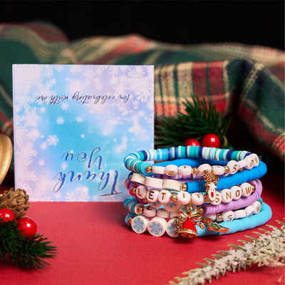 6Pcs Snowflake Christmas Bracelet With Greeting Card - 6Pcs - image 0