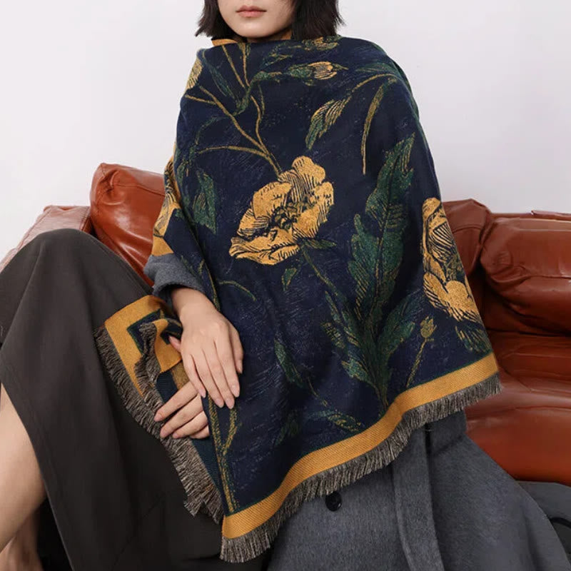 Women's Floral Print Fringed Shawl Scarf - image 0