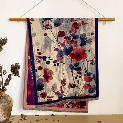 Women's Floral Print Fringed Shawl Scarf - Style #32 - image 32