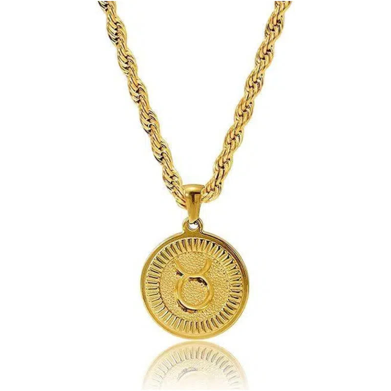 Personalized Zodiac Symbol Coin Pendant Necklace - Taurus - image 3