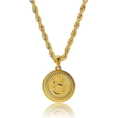 Personalized Zodiac Symbol Coin Pendant Necklace - Taurus - image 3