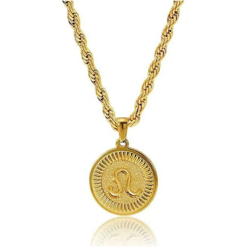 Personalized Zodiac Symbol Coin Pendant Necklace - Leo - image 7