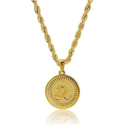 Personalized Zodiac Symbol Coin Pendant Necklace - Leo - image 7