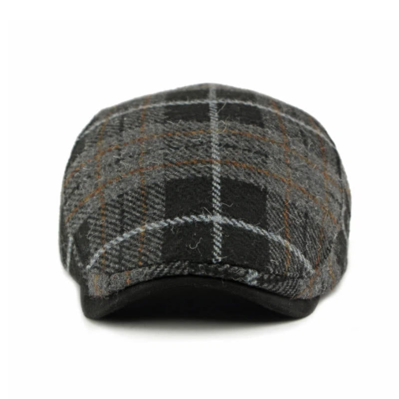 Vintage Plaid Pattern Men's Flat Hat - image 4