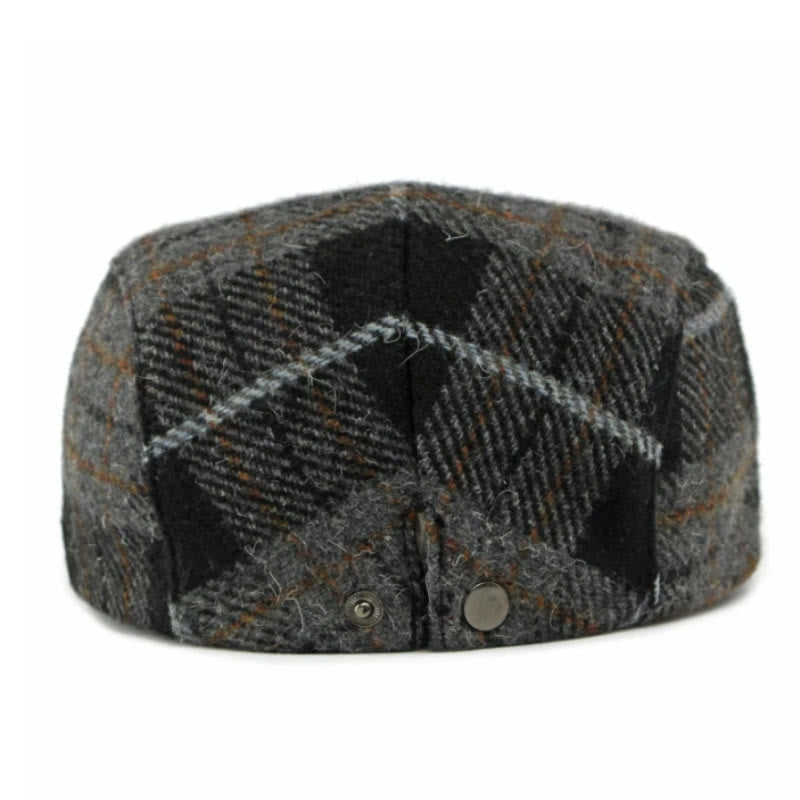 Vintage Plaid Pattern Men's Flat Hat - image 7