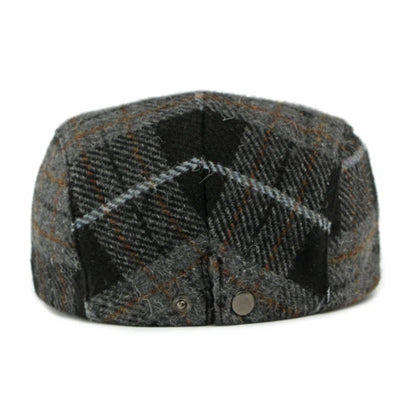 Vintage Plaid Pattern Men's Flat Hat - image 7