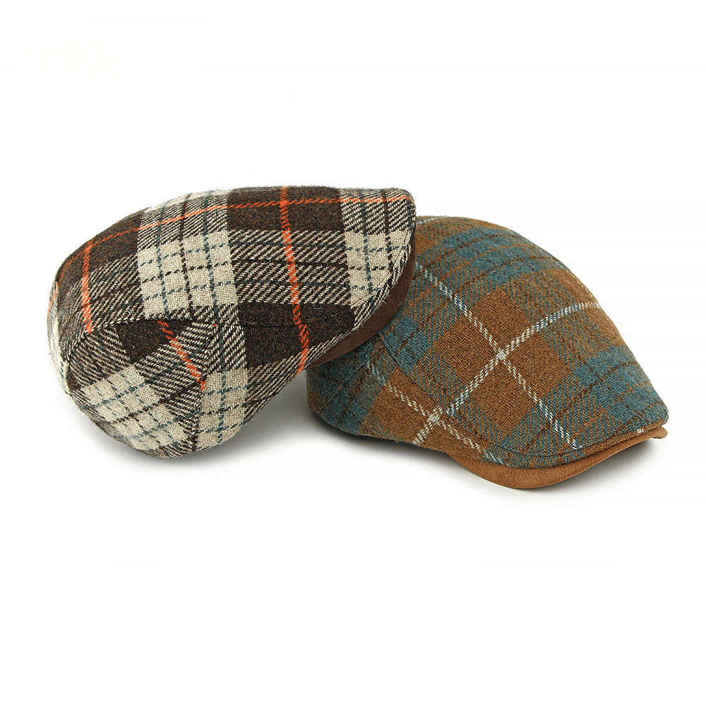 Vintage Plaid Pattern Men's Flat Hat - image 9