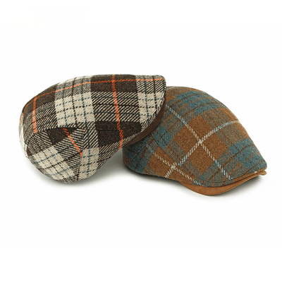 Vintage Plaid Pattern Men's Flat Hat - image 9