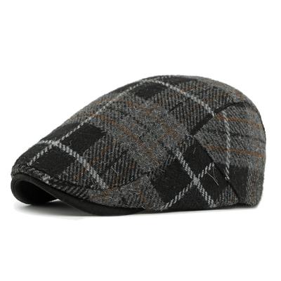 Vintage Plaid Pattern Men's Flat Hat - Black - Adjustable(21 5/8"-23 1/4") - image 3