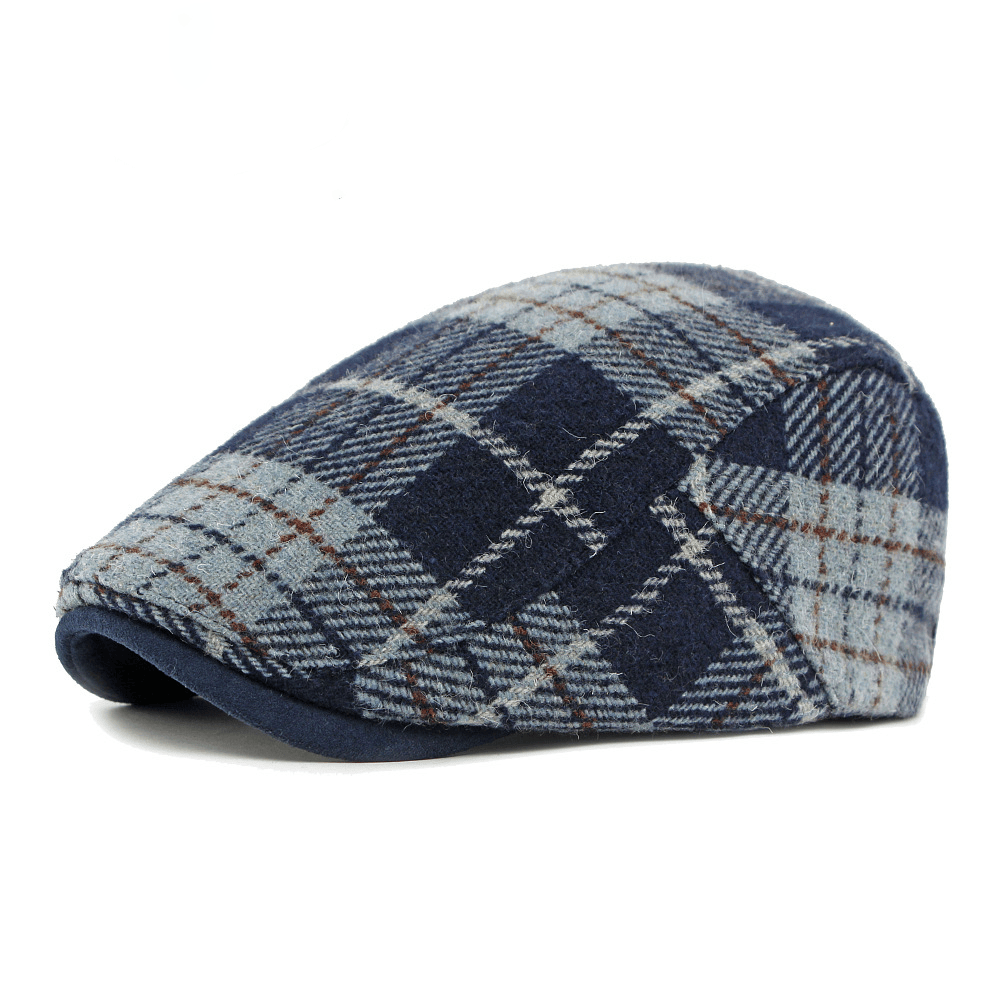 Vintage Plaid Pattern Men's Flat Hat - Navy Blue - Adjustable(21 5/8"-23 1/4") - image 2