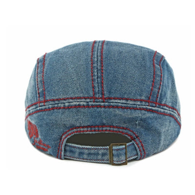 Denim Star Embroidered Men's Flat Hat - image 4
