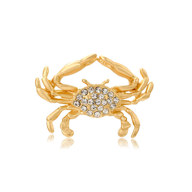 Zodiac Sign Diamond-Embellished Gold Brooch - Cancer - image 7