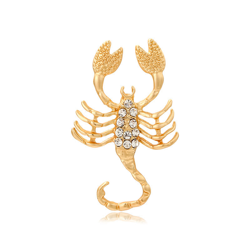 Zodiac Sign Diamond-Embellished Gold Brooch - Scorpio - image 15