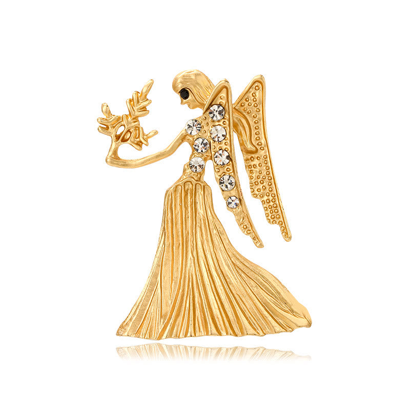 Zodiac Sign Diamond-Embellished Gold Brooch - Virgo - image 11