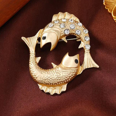 Zodiac Sign Diamond-Embellished Gold Brooch - image 23