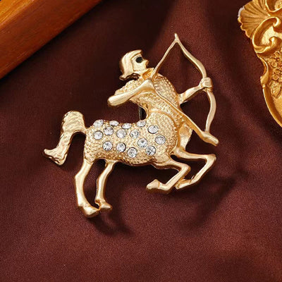 Zodiac Sign Diamond-Embellished Gold Brooch - image 18