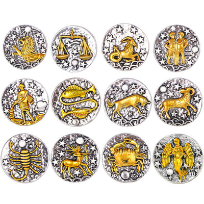 Zodiac Sign Retro Starry Round Alloy Buttons - image 1