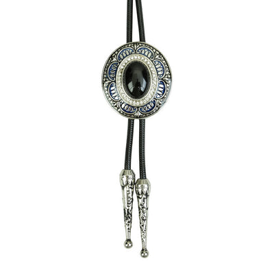 Vintage Onyx and Enamel Bolo Tie - Style #1 - image 1