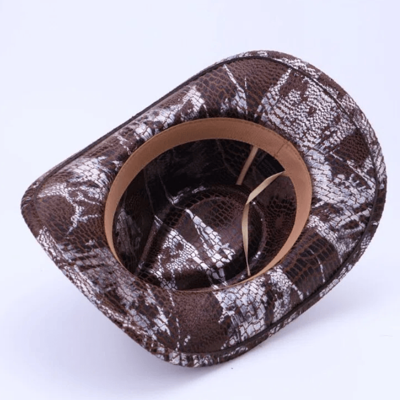 Men's Turquoise Black Belt Crocodile Pattern Cowboy Hat - image 4