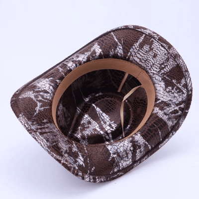 Men's Turquoise Black Belt Crocodile Pattern Cowboy Hat - image 4