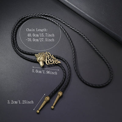 Wolf Head Pattern Retro Bolo Tie - image 2