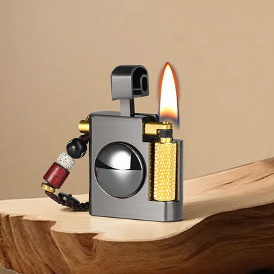 Square Rotating Decompression Inflatable Kerosene Lighter - Black - image 12