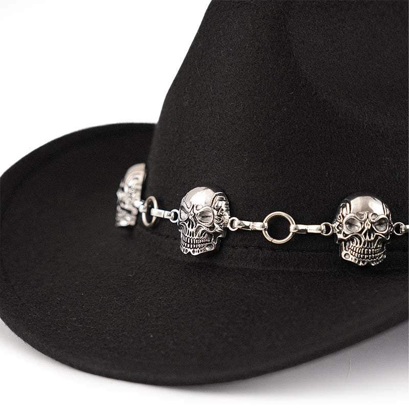 Men's Skull Chain Trim Cowboy Hat - image 2