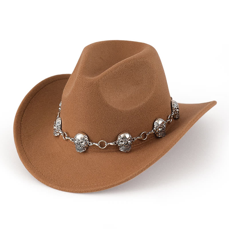 Men's Skull Chain Trim Cowboy Hat - Camel - M (22"-22 7/8") - image 4