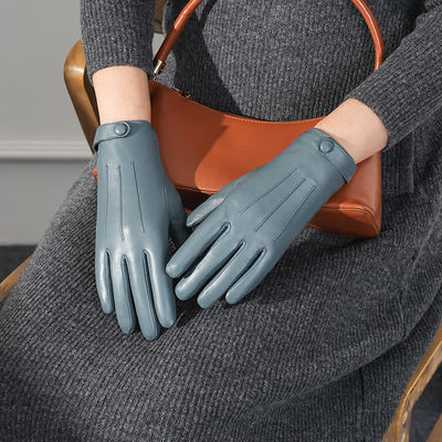 Women's Sophisticated Touch Genuine Sheepskin Leather Gloves - Haze Blue - L - image 2